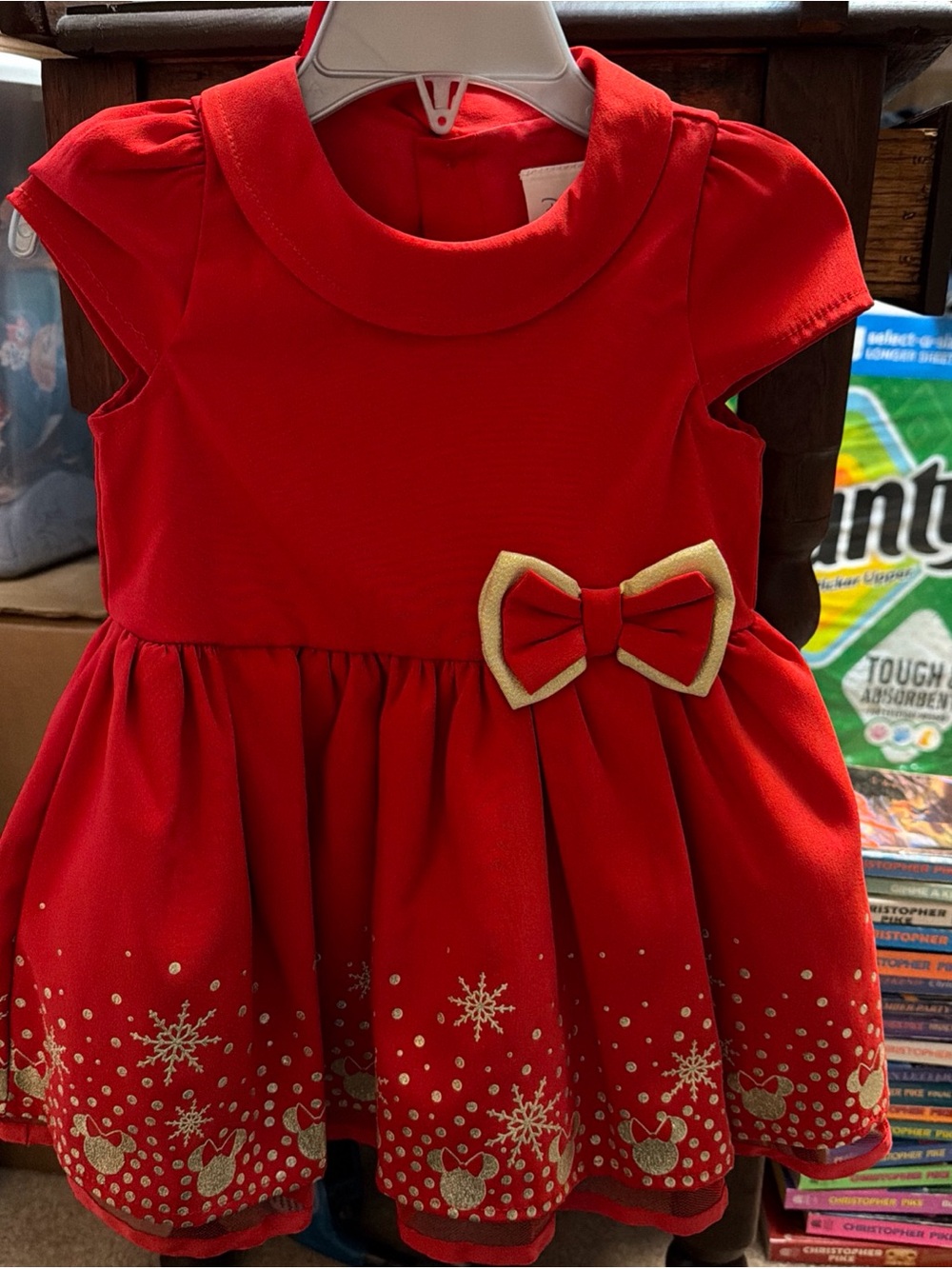 Disney Store Minnie Mouse Holiday Dress & bloomers 12-18 months